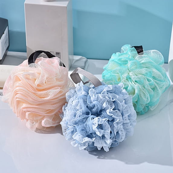 Travelwant 3Packs Bath Sponge Shower Loofahs Mesh Pouf Bath Scrunchies Body Wash Puff