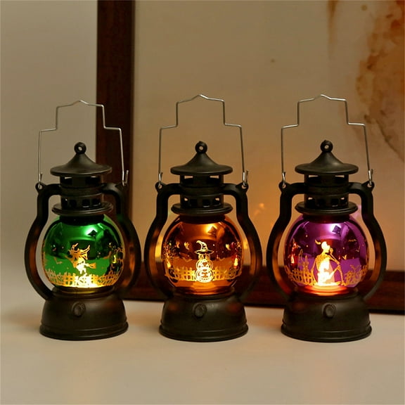Travelwant 3Packs Halloween Decorations for Home Indoor Decorative Candle Lantern, Moroccan Style Hanging Halloween Lanterns with LED Fairy String Lights, Outdoor Lantern Halloween Decor