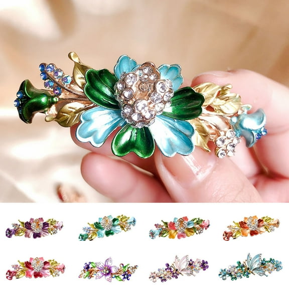 Travelwant 3Packs Vintage Flower Hair Pins Women Barrette Bobby Pins Decorative Metal Gold Tone Hairpins Colorful Floral Design Hair Clips