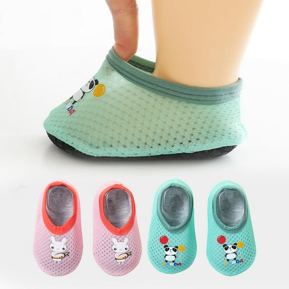 Travelwant 3Pairs Baby Boy Girls Non-Skid Indoor Slipper Infants Breathable Elastic Socks Shoes with Insole Protect Toes