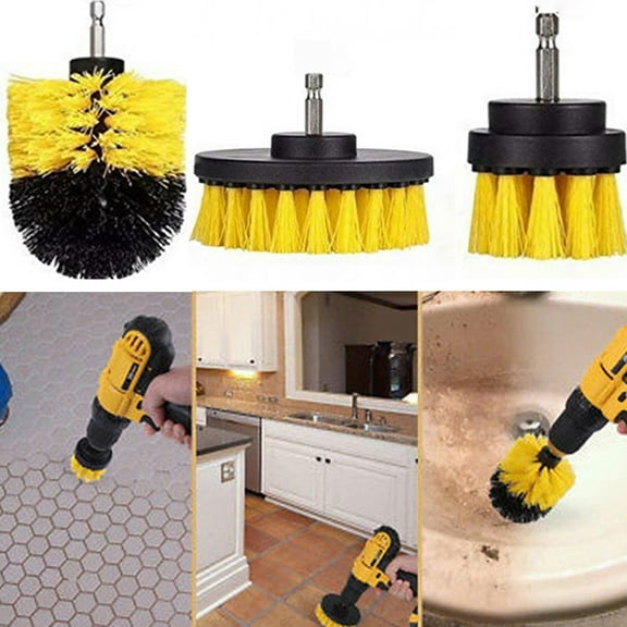 Travelwant 3Pcs/1Pc Drill Brush Attachment Power Scrubber Electric Drill Cleaning Brushes Set Bathroom Kitchen Clean Tool Kit with Free Microfiber Towel Extended Pole