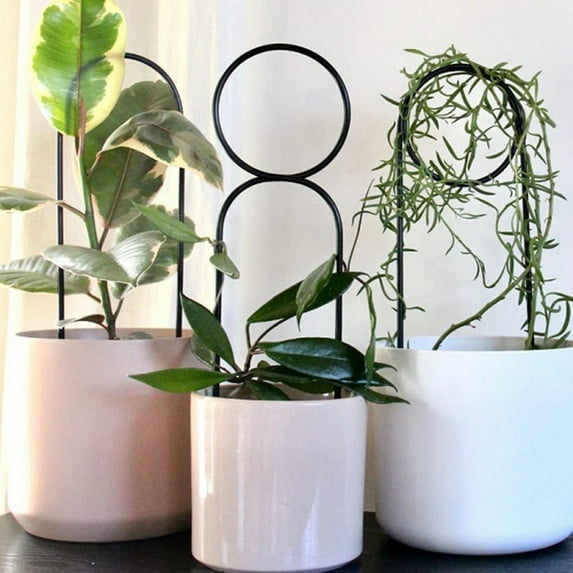 Travelwant 3Pcs/Set Garden Trellis Climbing Plant Support Rack 6Pcs Plastic Stackable Trellis Mini Potted Stakes for Flower Vegetables Rose Vine Pea Ivy Cucumbers