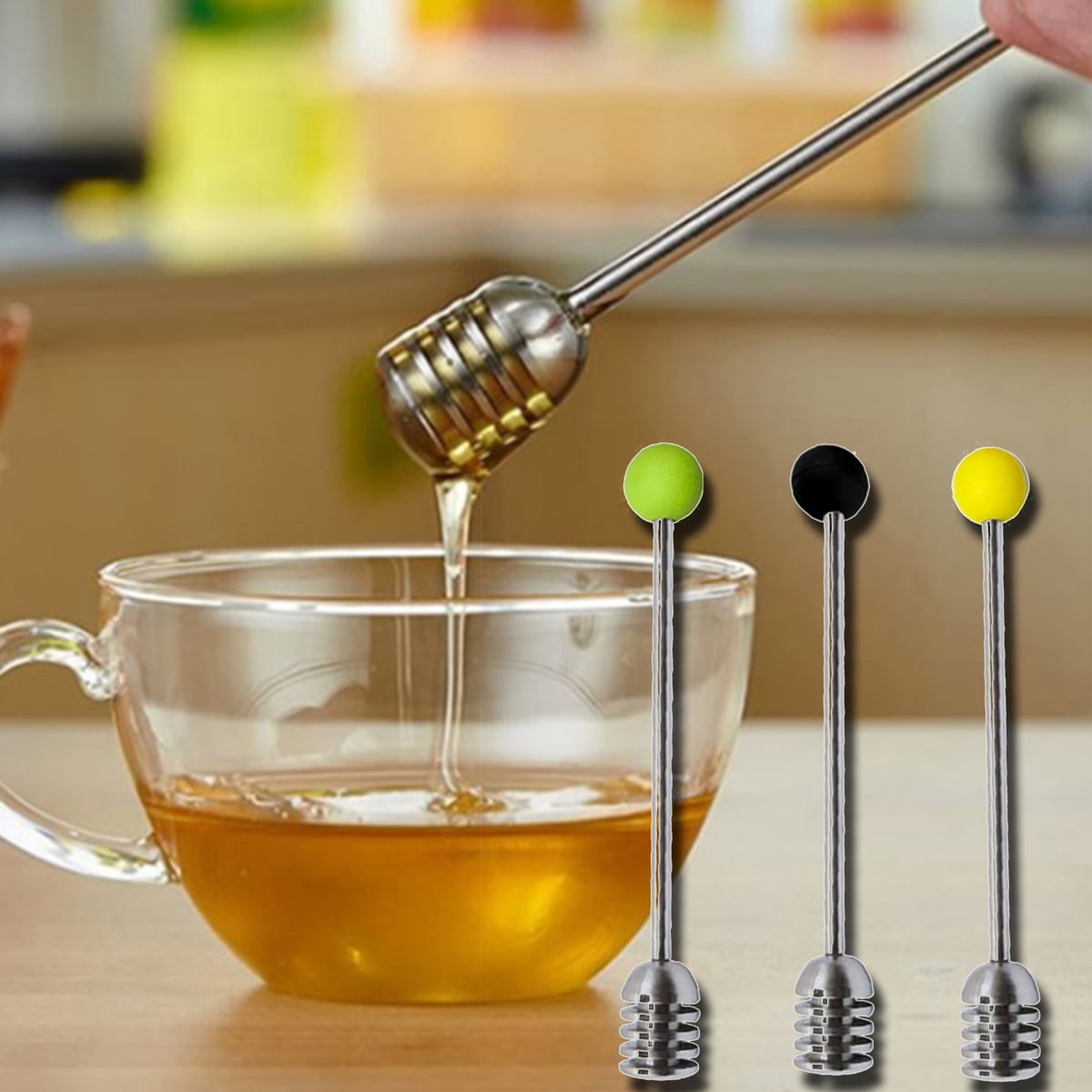 SONGZIMING Stainless Steel Honey Dipper Stick 6.3 Inch