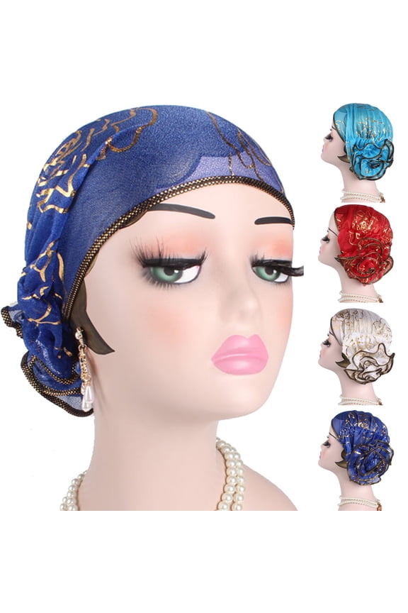 3Pcs/Set Women Flower Elastic Turban Beanie Head Scarf Wrap Chemo Cap hat for Cancer Patient