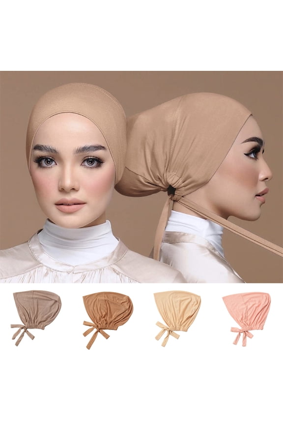 3Pcs/Set Women Under Scarf Hat Hijab Cap Islamic Muslim Under Scarf Hijab Cap with Tie-Back Closure