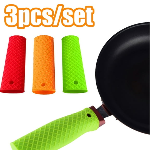Travelwant 3Pcs Silicone Hot Handle Holder, Pot Holders Cover, Silicone Assist Handle Holder, Non-Slip Pot Holder Sleeve, Heat Resistant Potholder Cookware Handle for Cast Iron Skillet Metal Pan