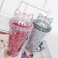 thumbnail image 1 of Travelwant 420ml Sequin Travel Coffee Mug Tumblers with Lids Straws Kids Tumblers Reusable Plastic Cold Cups with Lid Insulated Tumbler Cup Funny Mug for Kids Men Women, 1 of 7