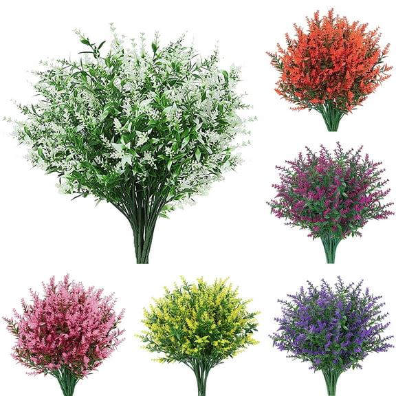 Travelwant 4Packs Artificial Flowers, Faux Flowers Fake 5 Forks Plastic Lavender Perfect for Indoor Outdoor Home Kitchen Office Table Centerpieces Wedding Arrangements Christmas Decor