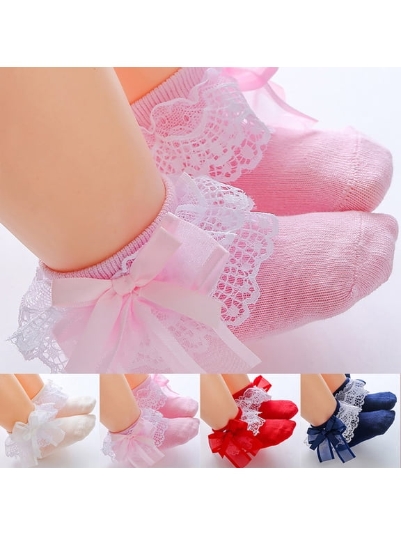 4Pairs Toddler Lace Socks Baby Ruffles Socks Comfortable Baby Girls Lace Socks Infant Newborn Lace Socks