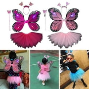 Travelwant 4Pcs/Set Fairy Wings Light Up Butterfly Wings Sparkly LED Fairy Wings Princess Butterfly Costume Angel Wings for Kids Girls Halloween Birthday Cosplay Dress