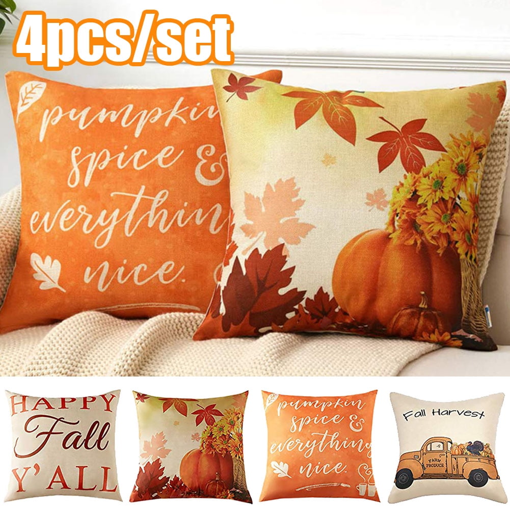 Travelwant 4Pcs/Set Fall Pillow Covers Autumn Theme Outdoor Throw