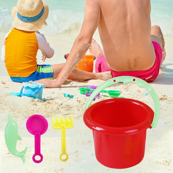 Travelwant 4Pcs/Set Pail Bucket with Shovels Collapsible Buckets Multi Purpose for Beach, Camping Gear, Beach Party, Camping and Fishing, and Fun Summer Activities