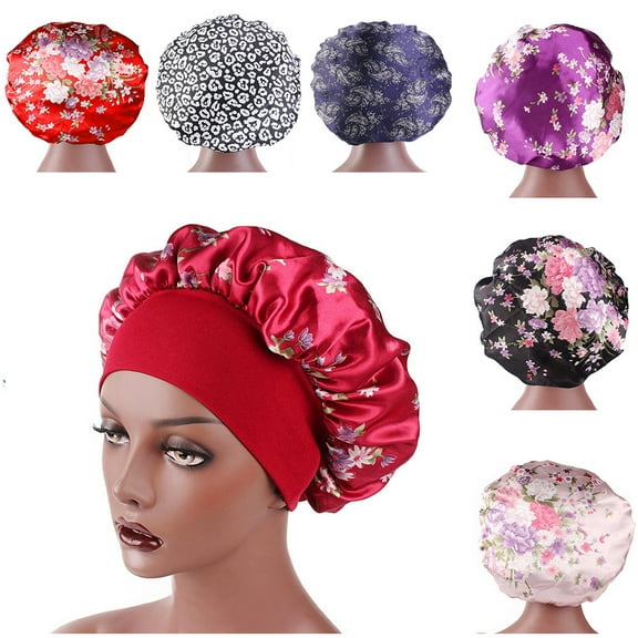 Travelwant 4Pcs/Set Satin Hair Cover Night Sleep Cap for Women Curly Hair, Wide Band Sleeping Bonnet Hats for Girls Natural Hair
