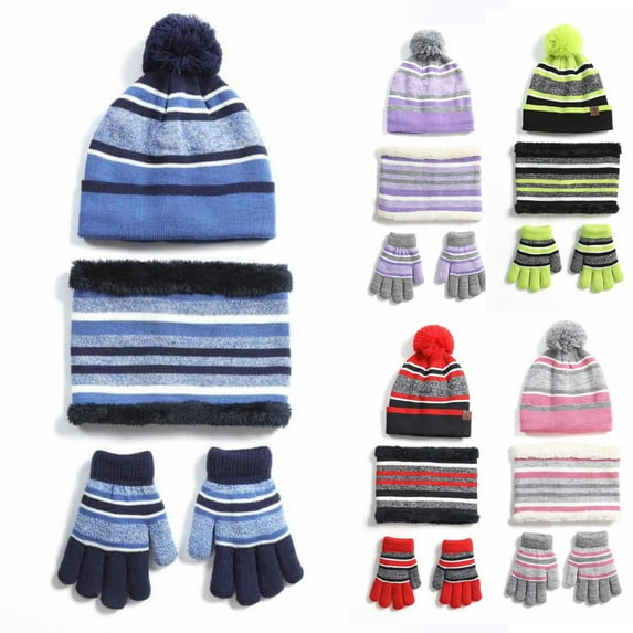Travelwant 4Pcs/Set Winter Beanie Hat Scarf Set Warm Knit Hat Thick Knit Skull Cap Winter Beanie Hat Scarf Touchscreen Gloves Set for Men and Women, Beanie Gloves Neck Warmer Set