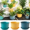 thumbnail image 1 of Travelwant 5.9” x 5.9” x 4.1” Ripple Pattern Green Plastic Plant Planter with Tray, 1 of 7