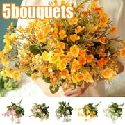 Travelwant 5 Bouquets Artificial Fake Flowers Daisies Bulk Bouquets for Decoration Outdoors Silk Faux Wild Multicolor Flowers Daisy with Stems for Outdoors Decoration Crafts Table Centerpieces