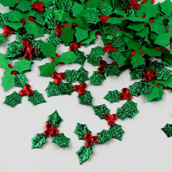Travelwant 500Pcs Christmas Applique Patches Embroidery Patches Sequins Cloth Holly Berry Clover Patch Home Party Tree Ornaments for DIY Craft Christmas Wreath Decor Tag and Card Making