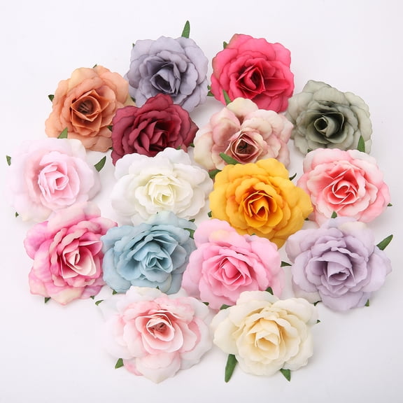 Travelwant 50Pcs/Set Artificial Flowers Roses Flower Heads Coral Red Foam Fake Roses for DIY Craft Wedding Centerpieces Arrangements Party Baby Shower Cake Decor Home Decorations