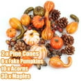 thumbnail image 1 of EKIDAZB 50Pcs/Set Artificial Pumpkins and Gourds Maple Leaves Pine Cones Acorns Pumpkins Artificial Vegetables for Fall Garland Halloween Thanksgiving Decorations, 1 of 7