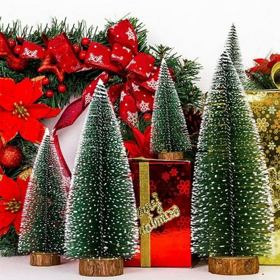 Travelwant 5Packs Tabletop Mini Christmas Tree,Artificial Christmas Tree Miniature Pine Christmas Tree with Linen Base Perfect for Christmas Decorations