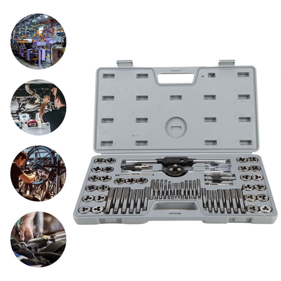 Travelwant 60Pcs Tap Die Set SAE Metric Rethread Kit for Cutting External Internal Thread