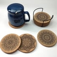 thumbnail image 1 of Travelwant 6Pcs/Set Cork Coasters for Drinks with Metal Holder Round Drink Coaster Thick Absorbent Heat-resistant Saucer - Used for Cold Hot Beverages Glasses Mugs Cups Plants Apartment Decor, 1 of 7