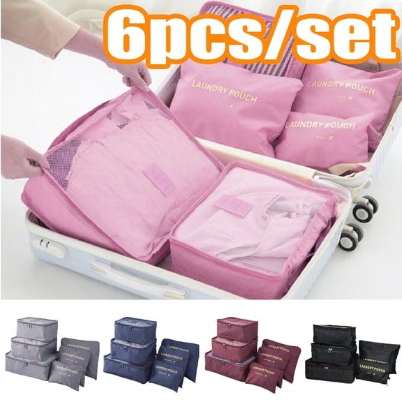 Travelwant 6Pcs/Set Packing Cubes for Travel, Travel Cubes for Suitcase Lightweight Travel Essential Bag with Large Toiletries Bag for Clothes Shoes Cosmetics Toiletries