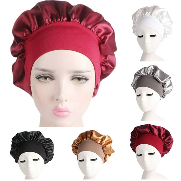 Travelwant 6Pcs/Set Satin Bonnet, Sleeping Caps, Satin Hair Bonnet for Sleeping, Elastic Wide Band Hat Night Sleeping Head Cover for Girls, Gift for Birthday, Christmas