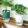 thumbnail image 1 of Travelwant 7.48" x 5.71" x 3.94" Round Green Plastic Absorbing Flower Pot with Wick Rope, 1 of 7