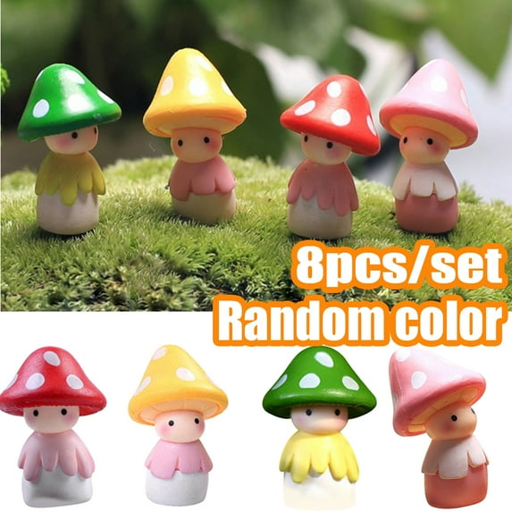 Travelwant 8 Packs Mushroom Doll Fairy Garden Kits Figurines for Miniatures Ornaments Fairies Gardens House Terrarium Kit Dollhouse Supplies DIY Outdoor Decorations Moss Micro Landscaping Decor
