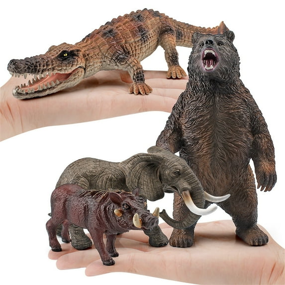 Travelwant Animals Figures Toys, Realistic Jumbo Wild Zoo Animals Figurines Large Plastic African Jungle Animals Playset with Elephant, Giraffe, Lion, Tiger, Gorilla for Kids Toddlers