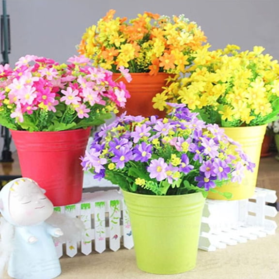 Travelwant Artificial Flowers 28 Heads Table Centerpiece Vibrant Color One Bouquet 7 Branch Silk Artificial Decorative Flower for Wedding