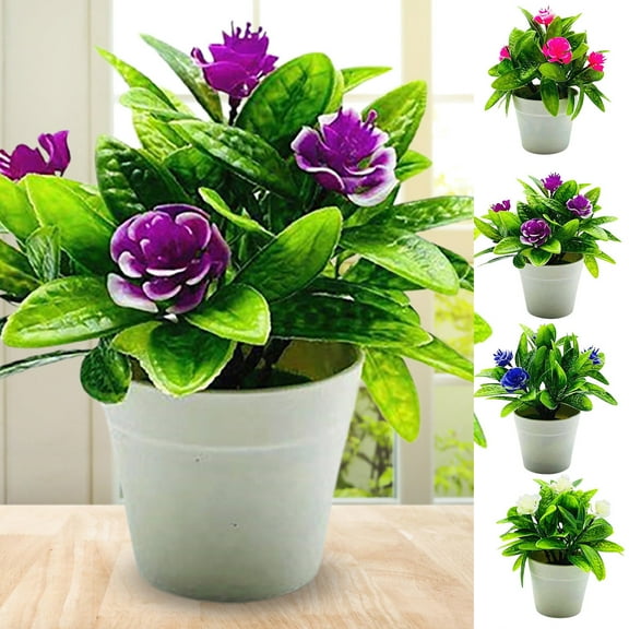 Travelwant Artificial Potted Flower Fake Flowers in Pot Silk Rose Bouquet Decoration Fake Plants Floral Arrangement for Table Centerpieces Home Office