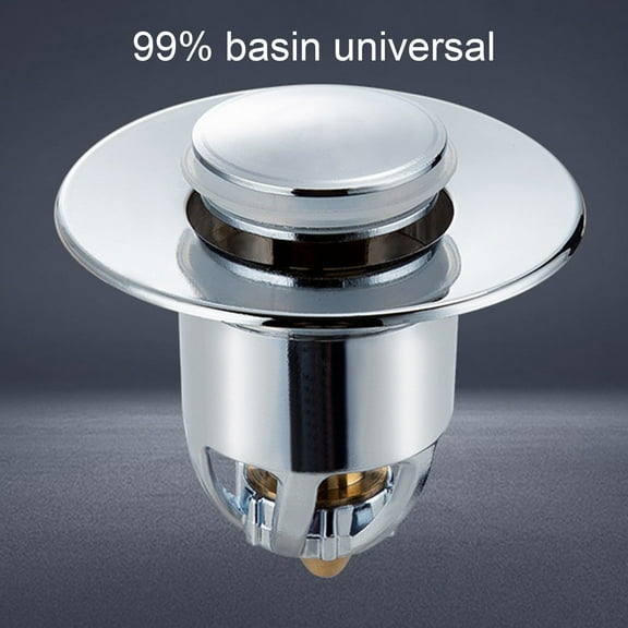 Travelwant Bathroom Sink Stopper, for All Size, Standard Drain Holes, Universal Chrome Plated Push-Type Bounce Core, Stopper Anti Clogging Sink Strainer, Bathtub Drain Plug with Filter Basket