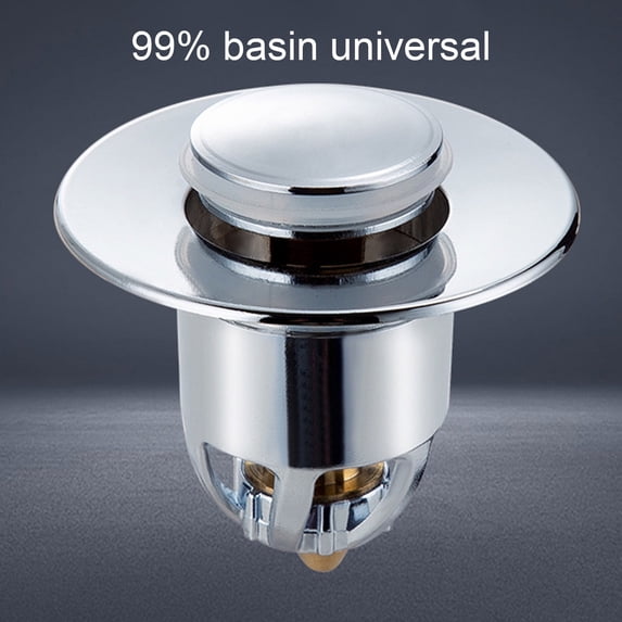 Travelwant Bathroom Sink Stopper, for All Size, Standard Drain Holes, Universal Chrome Plated Push-Type Bounce Core, Stopper Anti Clogging Sink Strainer, Bathtub Drain Plug with Filter Basket