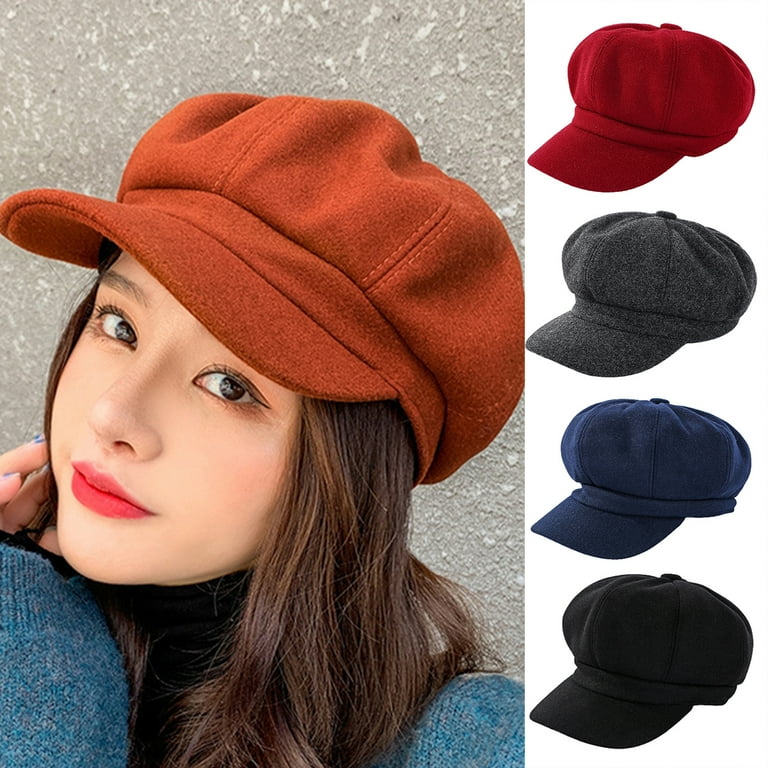 Travelwant Beret Corduroy Newsboy Hat for Women Visor Adjustable Winter Octagonal Cap for Ladies