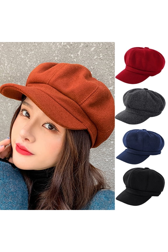 Beret Corduroy Newsboy Hat for Women Visor Adjustable Winter Octagonal Cap for Ladies