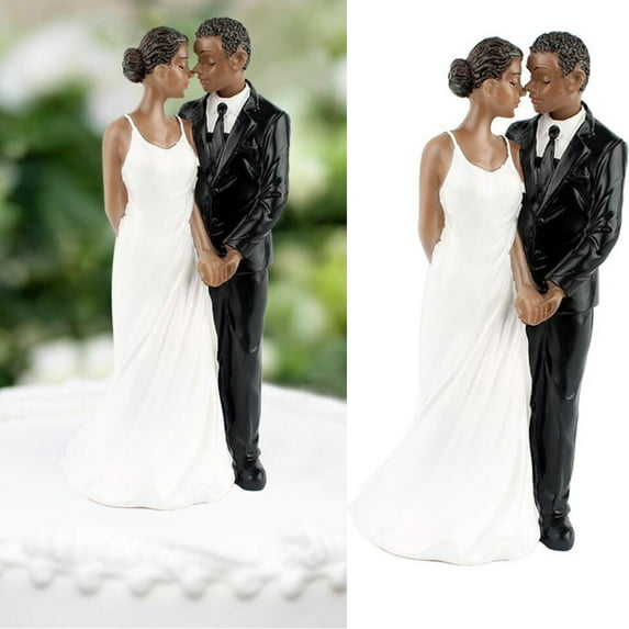 Travelwant Black Bride&Groom Figurines Couple Figurines Resin Wedding Decoration Cake Topper for Wedding Engagement Bridal shower Wedding Anniversary,Valentine Day Gift