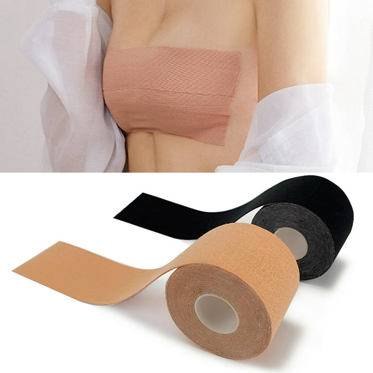 Travelwant Boob Tape, Bob Tape for Large Breasts,Extra-Long Roll Invisible Breast Lift Tape with Reusable Silicone Nipple Covers & Double Sided Body