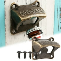 Travelwant Bottle Opener Wall Mounted, Antique Metal Beer Bottle Top Openers Hardware With Mount Screws Set, Outdoor, Rustic, Cabinet, Bar (Vintage-Red bronze)