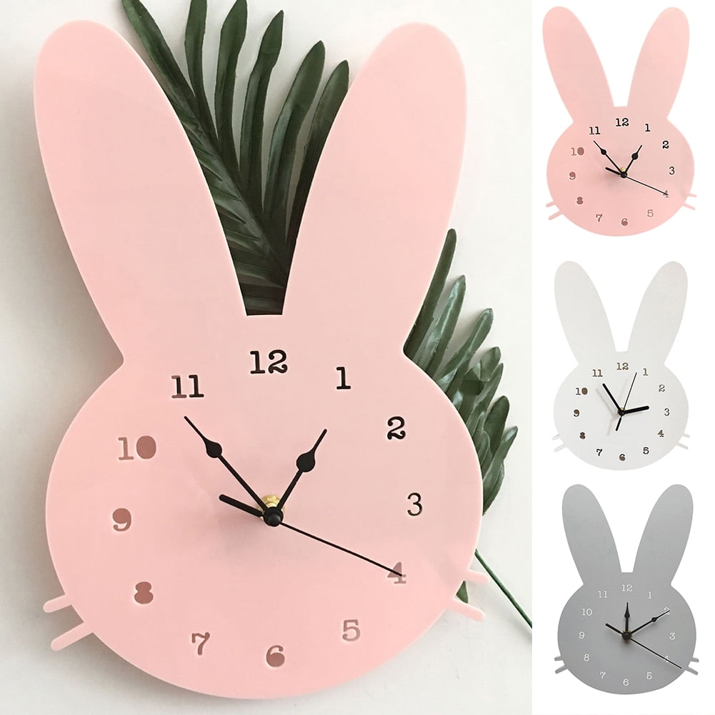 Travelwant Bunny Wall Clock Cute Wooden Wall Hanging Clock Nordic ...