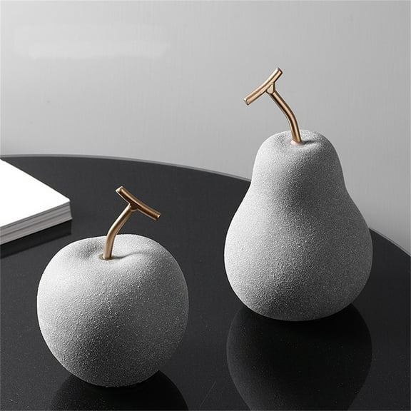 Travelwant Ceramic Statue Apple Statue Home Decoration Pottery Decoration Sculpture Silver Vase Metal Apple Fruit Collectibles Figurines Ornament for Holiday Wedding Birthday
