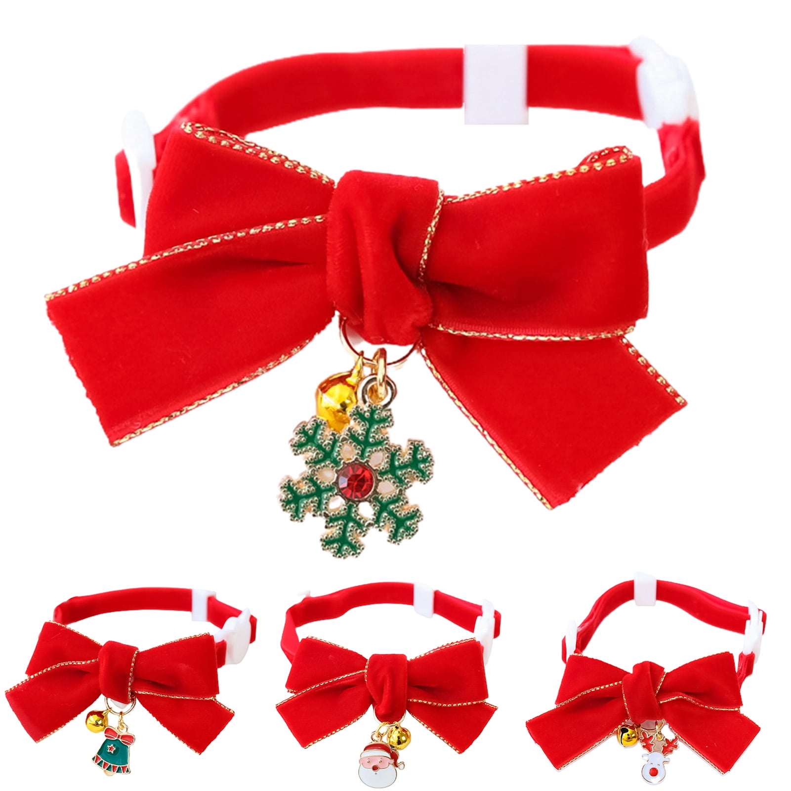 2-Pack Christmas Cat Collars With Bow Tie & Bell - Adjustable Holiday Collars For Cats & Small Dogs - View #9