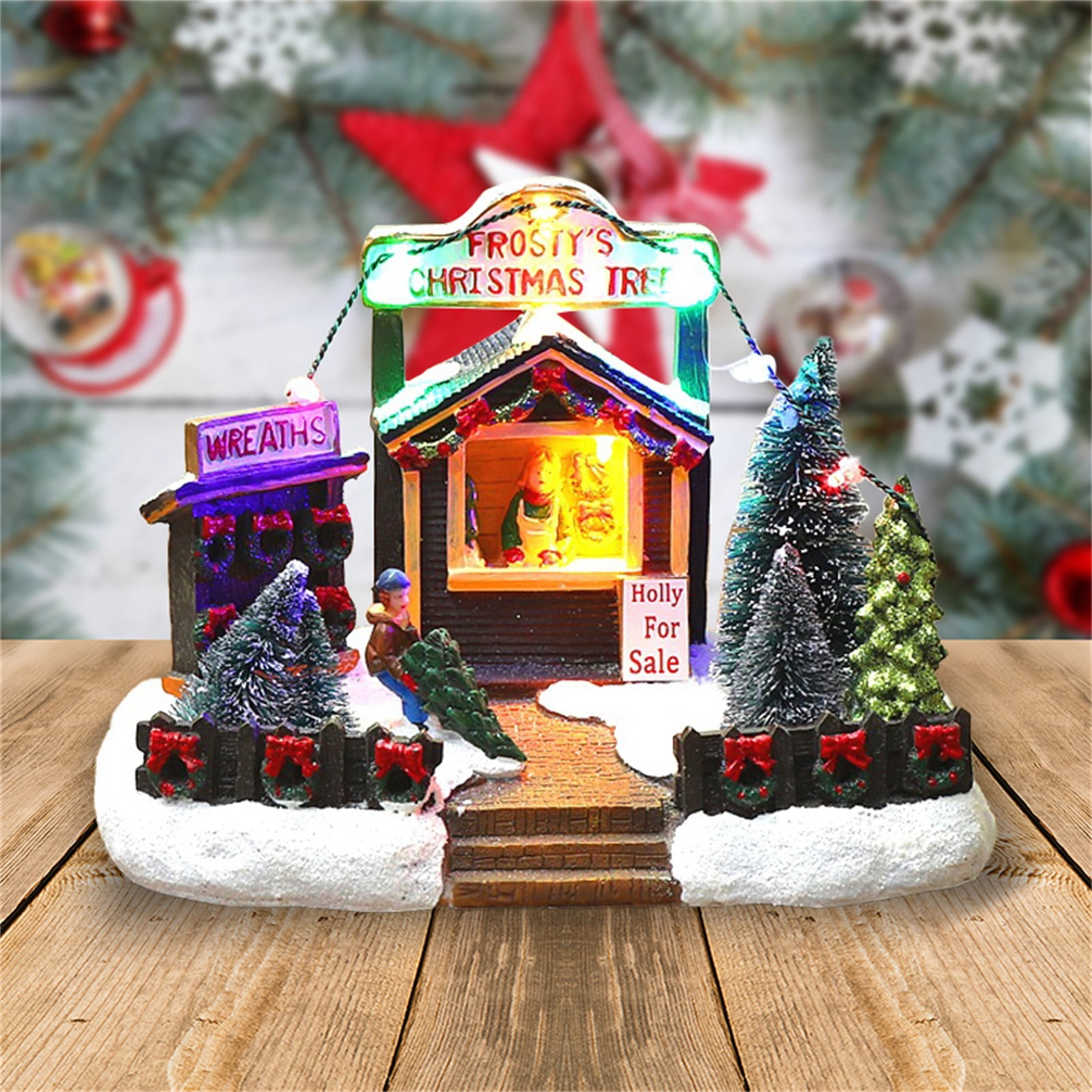 Travelwant Christmas Village Sets LED Lighted Christmas Village
