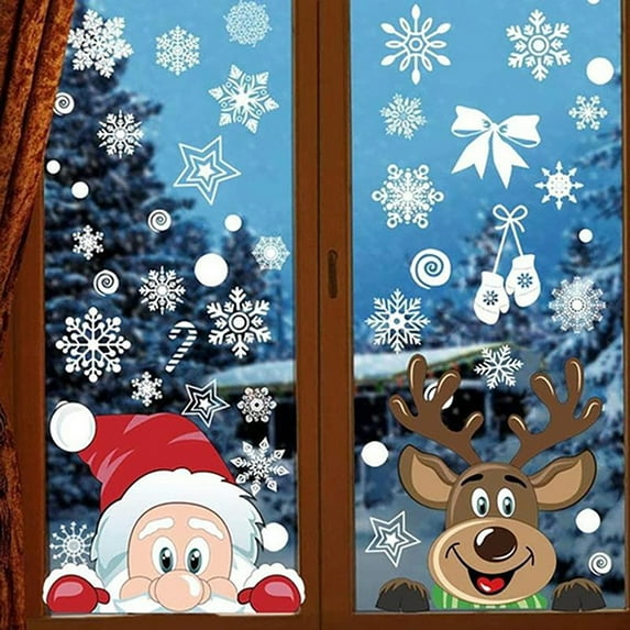 Travelwant Christmas Window Clings Large Merry Christmas Window Clings Stickers Christmas Snowflake Window Decals Clings for Glass Window Xmas Holiday Home Office