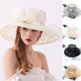thumbnail image 1 of Travelwant Church Dress Hat for Women Yellow Fascinator Bridal Tea Party Wedding Hat Wide Brim, 1 of 7