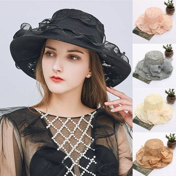 Travelwant Church Hats Tea Party Horse Race Fascinator Hat for Women Floral Organza Bridal Wedding Hat