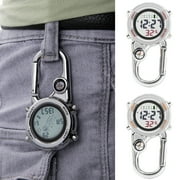 Travelwant Clip on Digital Quartz Watch Backpack Belt Waterproof and Shockproof Anti-oxidation Pocket Watch Glow in The Dark Carabiner Watch with Compass Alarm Clock Date Week for Outdoor