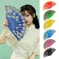 thumbnail image 1 of Travelwant Cloth Folding Fans Hand Fans Bronzing Flower Butterflies Fans Handheld Folding Fans for Women, 1 of 8