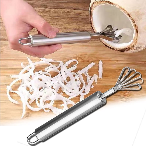 Travelwant Coconut Scraper, Coconut Meat Removal Knife, Stainless Steel Coconut Grater Slicer, Multi-Purpose Stainless Steel Planer Coconut Meat Grater Slicer Fish Scale Planing